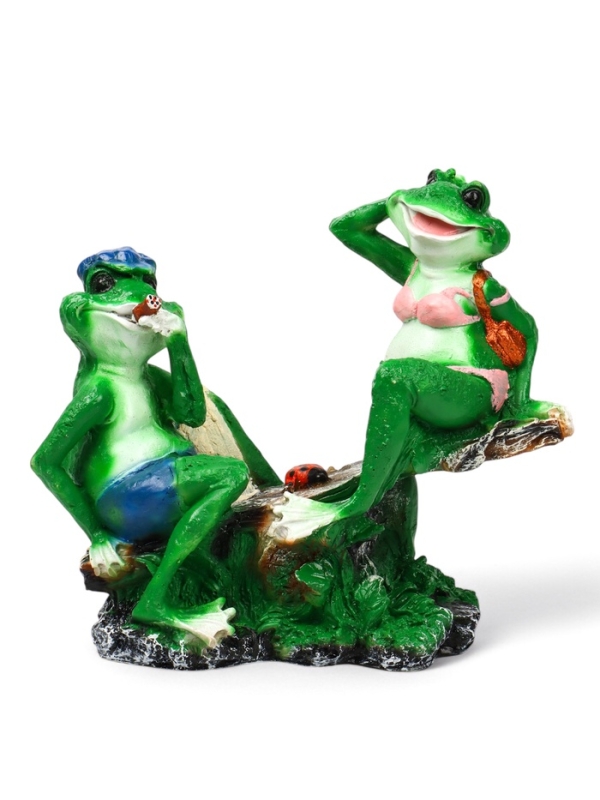 Садовая фигура из полистоуна &laquo;Лягушки на качелях&raquo;, 37&times;17&times;38 см