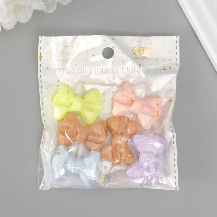 Бусина для творчества пластик "3D бант с гранями" пастель МИКС 2,5х3,4х1,4 см