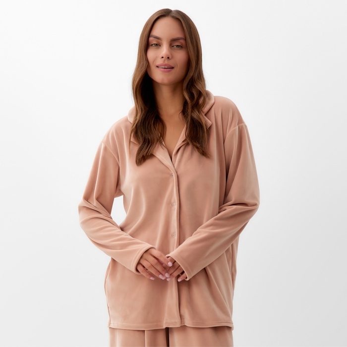 Костюм женский (рубашка и брюки) KAFTAN Plushy р. 48-50, бежевый