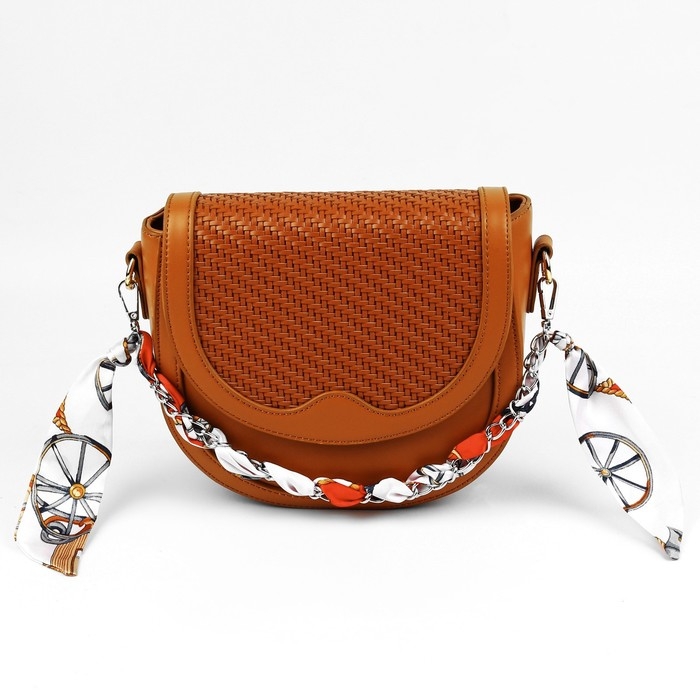 Цепочка с платком для сумки, с карабинами, 9 &times; 14 мм, 40 см, цвет красный/серебряный