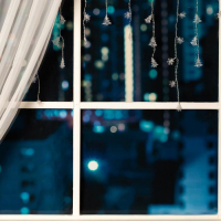 Гирлянда &laquo;Бахрома&raquo; 1.8 &times; 0.5 м с насадками &laquo;Ёлки и снежинки&raquo;, IP20, прозрачная нить, 48 LED, свечение мульти (RG/RB), мигание, 220 В