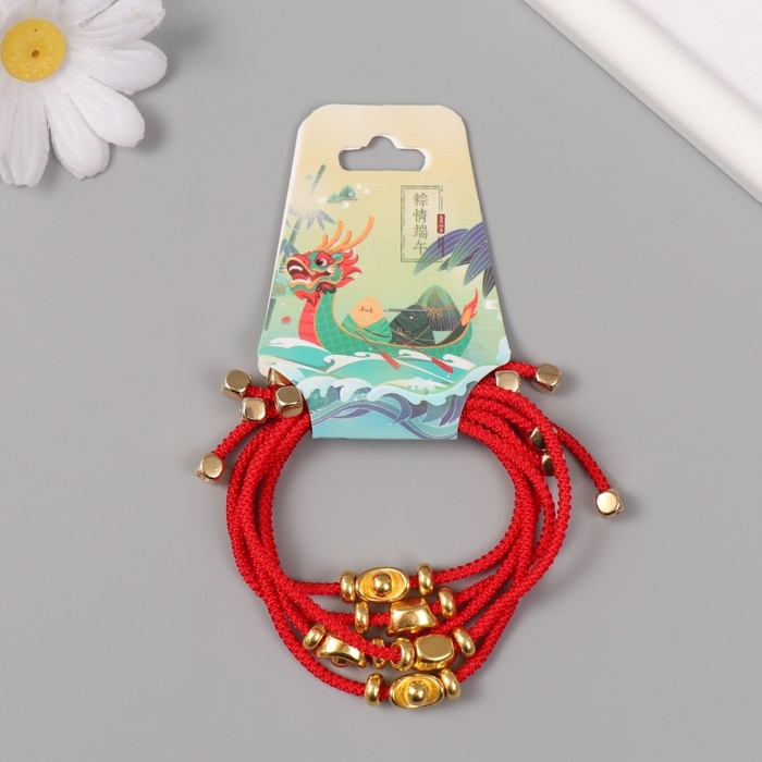 Браслет фен-шуй "Золотой слиток Ямб" регулируемая длина набор 5 шт