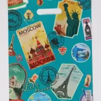 Пакет "Путешествие, полиэтиленовый с вырубной ручкой 30х40 см, 60 мкм