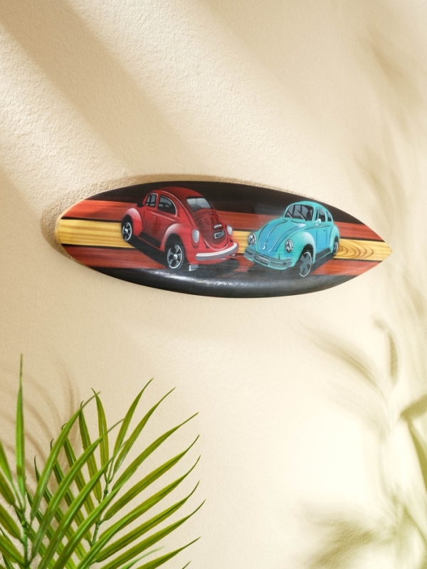 Панно "Доска для сёрфа "Два жука" дерево 40х11 см