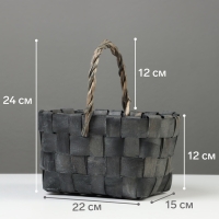 Корзина плетёная, 22&times;15&times;12 см, ручка h=12 см, ива, серая