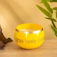 Свеча в чаше Yoga heal the soul жёлтая, соевый воск 200 гр 8,5х7 см