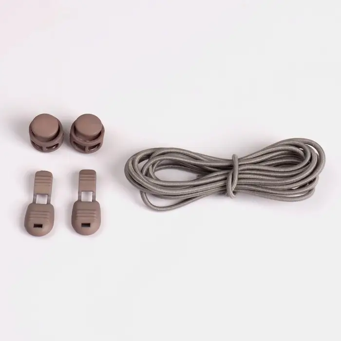 Шнурки для обуви, пара, круглые, с фиксатором, эластичные, d=3 мм, 100 см, серые