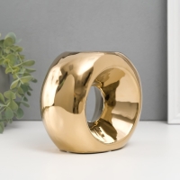 Подсвечник керамика на 1 свечу "Кольцо" d=6 см золото 16х8х14 см