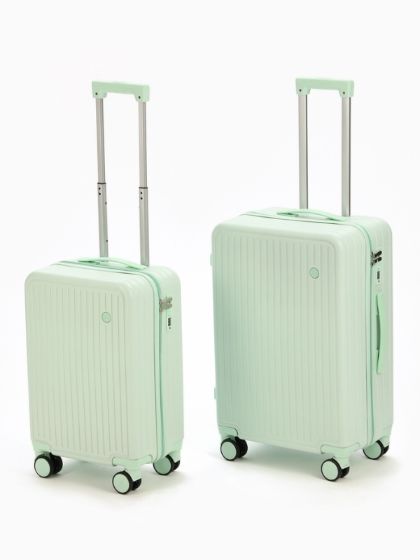 Чемодан 20", PС, 34*22*56, отд на молнии, код замок, 4 колеса, св. зеленый