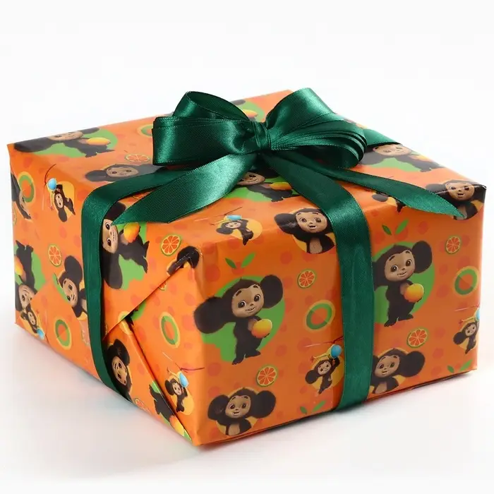 Упаковочная бумага, 70х100 см, Чебурашка