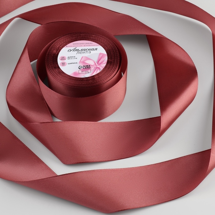 Лента атласная, 50 мм &times; 23 &plusmn; 1 м, цвет розовый антик №102