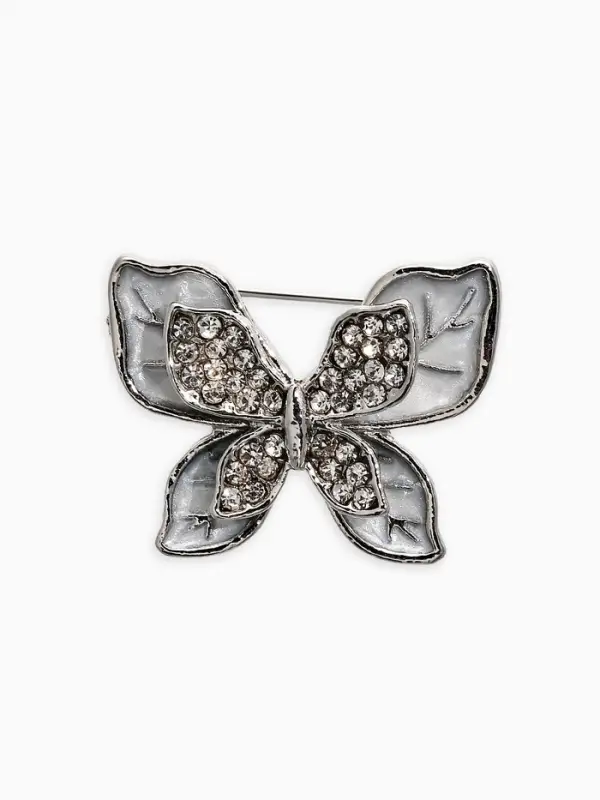 Брошь &laquo;Бабочка&raquo;, перламутровая, белая в серебре