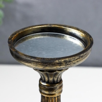 Подсвечник дерево на 1 свечу "Фердинанд" чёрный с золотой  патиной 28х10,5х10,5 см