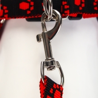 Комплект "Большая лапа", ширина 1,5 см, поводок 120 см, шлейка 28-42 см, красно-чёрный Комплект "Большая лапа", ширина 1,5 см, поводок 120 см, шлейка 28-42 см, красно-чёрный