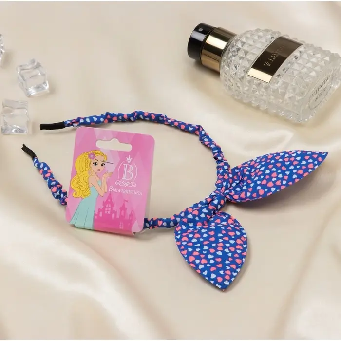 Ободок для волос Выбражулька &laquo;Веселые ушки&raquo;, сердечки, синий