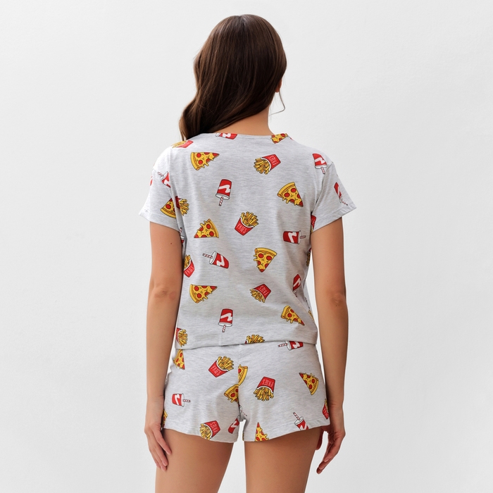 Пижама женская (футболка и шорты) KAFTAN Pizza р. 44-46, серый Пижама женская (футболка и шорты) KAFTAN Pizza р. 44-46, серый