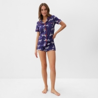 Пижама женская (рубашка и шорты) KAFTAN Zebra размер 44-46, цвет синий Пижама женская (рубашка и шорты) KAFTAN Zebra размер 44-46, цвет синий