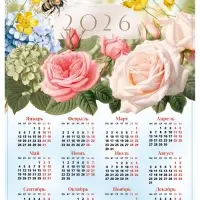 Календарь 2026 &laquo;Цветы&raquo;, А3