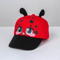 Кепка детская для девочки &laquo;Божья коровка&raquo; с усиками, р-р 52-54 , 5-7 лет