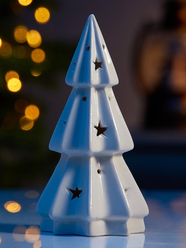 Светодиодная фигура "Елочка со звездами" 13х6.5х6.5, 1 LED, LR44x3(в компл.), Т/БЕЛЫЙ
