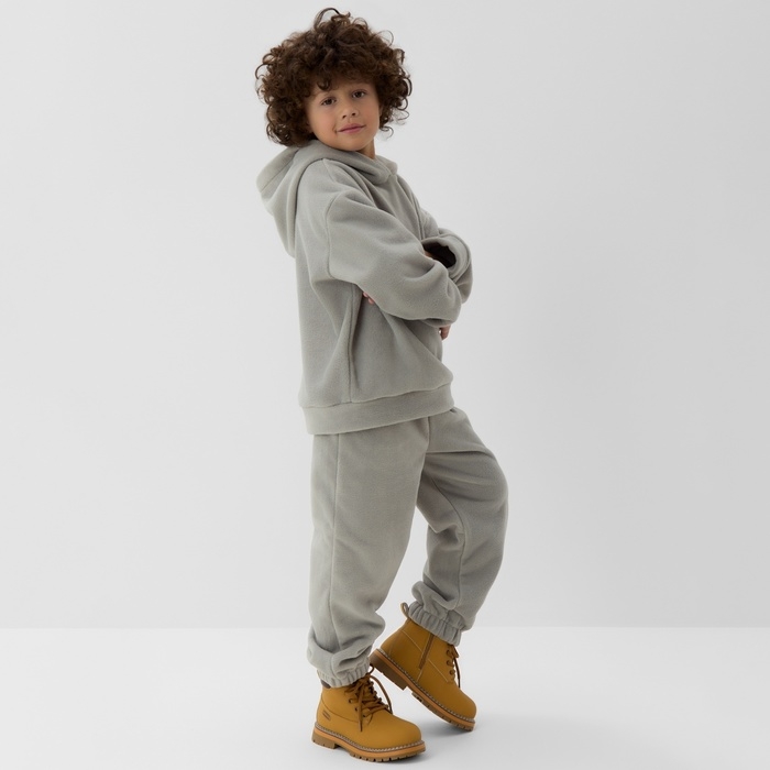 Костюм флисовый (худи и брюки) детский MINAKU: Fleece Soft, цвет графит, рост 140 см