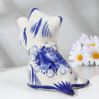 Сувенир "Кошка Дарси в стойке", гжель, фарфор, 15х16 см