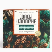 Набор &laquo;Здоровья и благополучия&raquo;: кедровый орех в сосновом сиропе 25 г., бальзам 100 мл., кедрокофе 50 г.