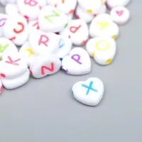 Набор бусин для рукоделия и плетения &laquo;Арт Узор. Английские буквы на сердце&raquo;, 20 г, пластик, 1.2&times;1.2 см