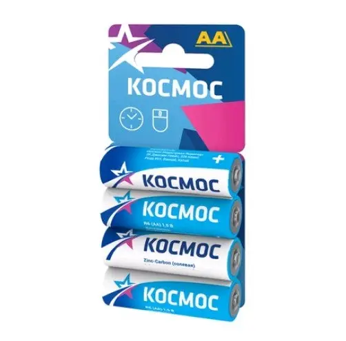 Батарейка Космос R6 AA BL4 Zinc Carbon 1.5V (4/64/768)