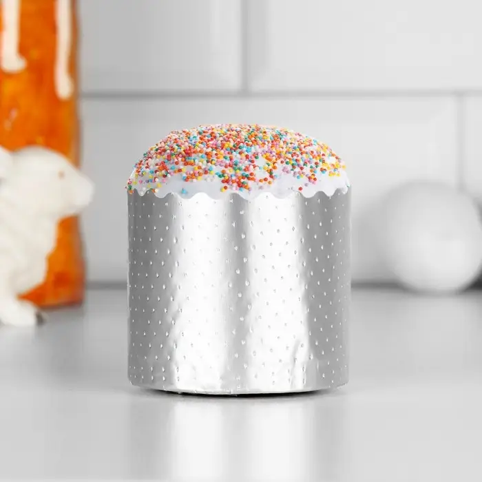 Форма бумажная для кулича &laquo;Серебряная&raquo;, 70&times;60 мм