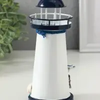 Сувенир настольный "Маяк с птицей" сетка, синий, 3хLR1130, RGB, LED 7,5х7,5х18 см