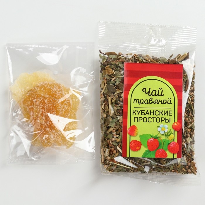 Набор «Будьте здоровы»: бальзам 100 мл., цукаты имбиря 30 г., чай травяной 20 г. Набор «Будьте здоровы»: бальзам 100 мл., цукаты имбиря 30 г., чай травяной 20 г.