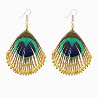 Серьги "Павлин" 5х8 см, цв. жёлтый