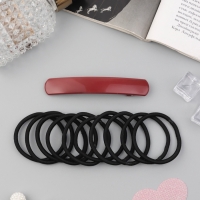 Набор для волос &laquo;Лилит&raquo; (10 резинок 6,5см, заколка-автомат 9 см) чёрный бордовый