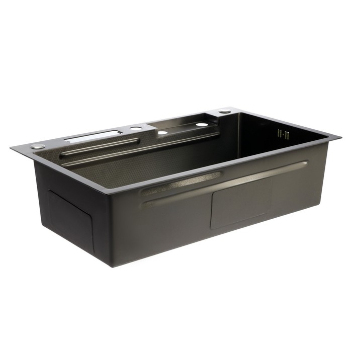 Кухонная мойка ZEIN M02, S=3.0 и 0.7мм, смеситель, корзины, разделочная доска, сифон, графит Кухонная мойка ZEIN M02, S=3.0 и 0.7мм, смеситель, корзины, разделочная доска, сифон, графит