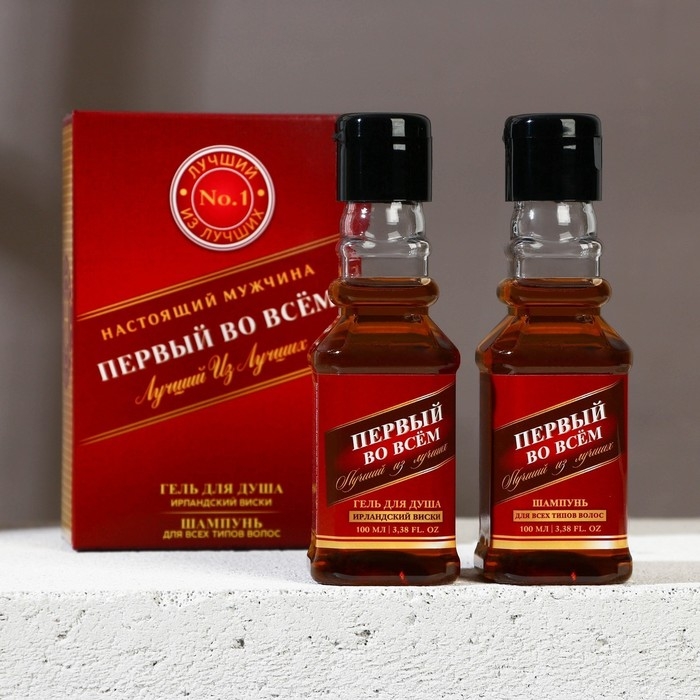 Подарочный набор косметики «Первый во всём», гель для душа и шампунь для волос во флаконах виски, 2 х 100 мл, Новый Год Подарочный набор косметики «Первый во всём», гель для душа и шампунь для волос во флаконах виски, 2 х 100 мл, Новый Год