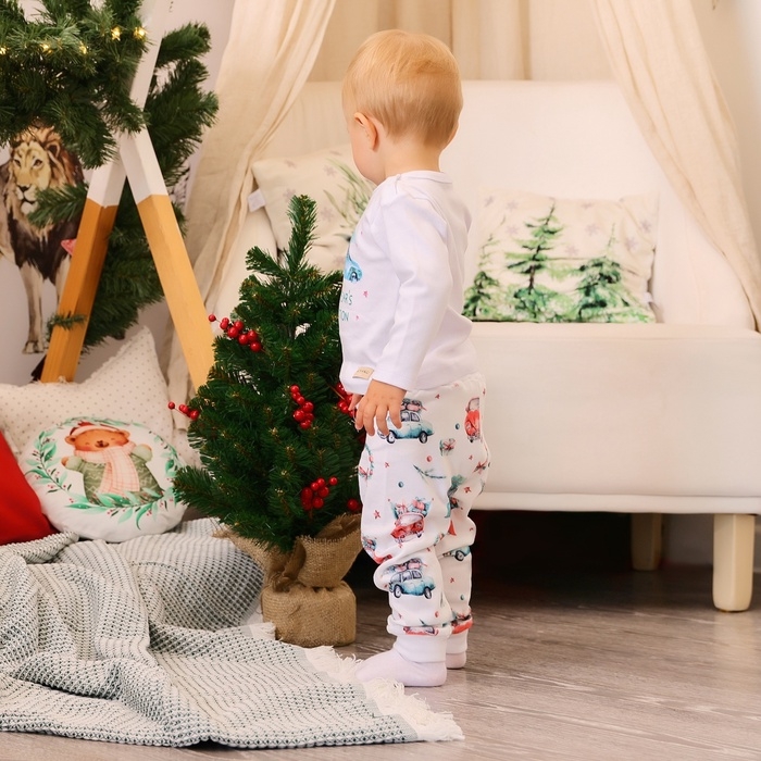 Пижама детская MINAKU Пижама детская MINAKU "New Year's cars", цвет белый, рост 80-86 см