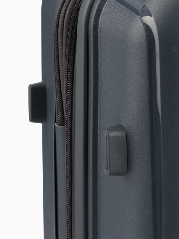 Чемодан 24", PP, 43*26*66, отд на молнии, код замок, 4 колеса, серый