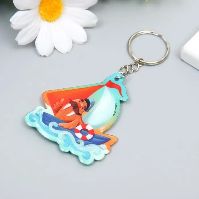 Брелок для ключей на кольце &laquo;Морж на корабле&raquo;, мягкий ПВХ, 6&times;5.1 см