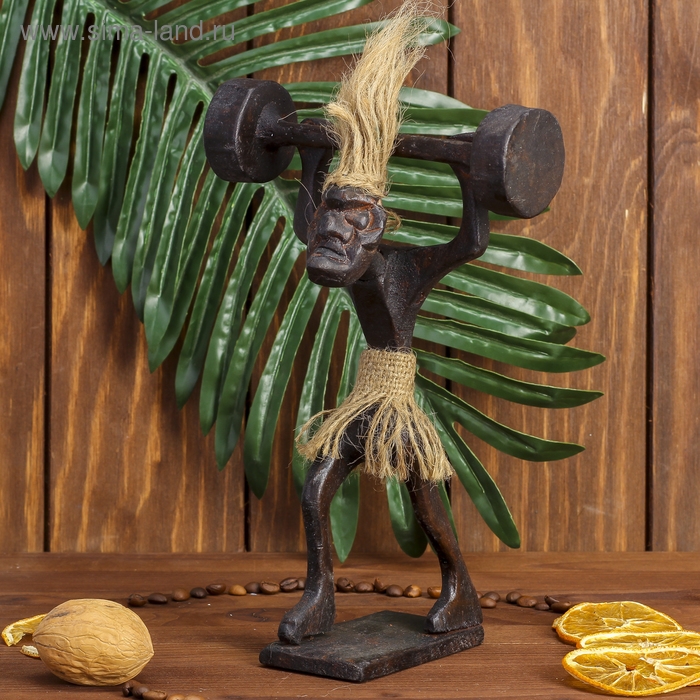 Сувенир &laquo;Абориген-штангист&raquo;, 14&times;9&times;20 см, дерево