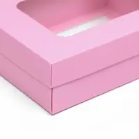 Коробка подарочная складная, упаковка, крышка-дно, с окном, розовая , 16,5 х 12,5 х 5,2 см