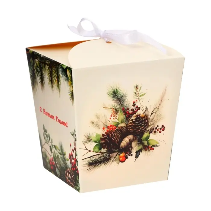 Бонбоньерка, новогодняя подарочная упаковка &laquo;Зимние шишки&raquo;, 7.5&times;8&times;7.5 см