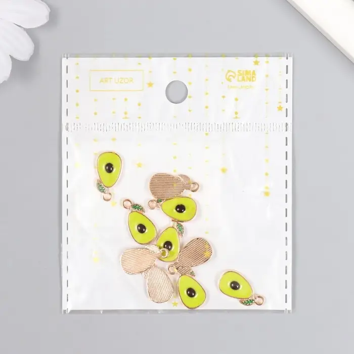 Декор для творчества металл, эмаль "Авокадо" зелёный 1,7х1 см