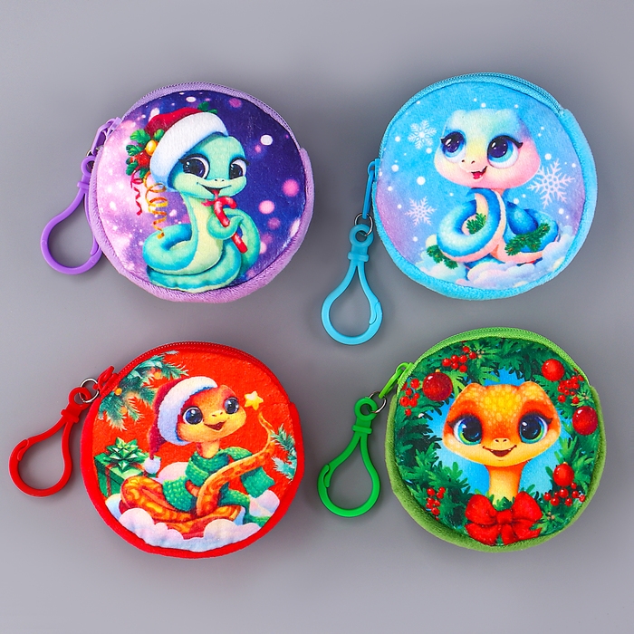 Кошелёк новогодний детский &laquo;Змейка&raquo;, плюшевый, цвет МИКС