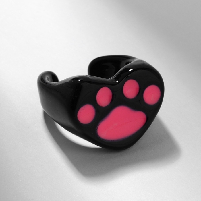 Кольцо Кольцо "Лапка", цвет чёрно-розовый, безразмерное