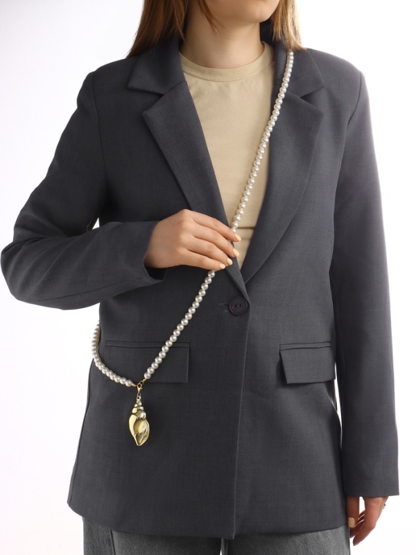 Портупея жемчужная с кулоном &laquo;Ракушка&raquo;, 129 см, белая в золоте