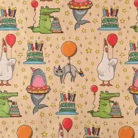 Бумага упаковочная крафтовая &laquo;Праздничные животные&raquo;, 1 лист, 70 х 100 см