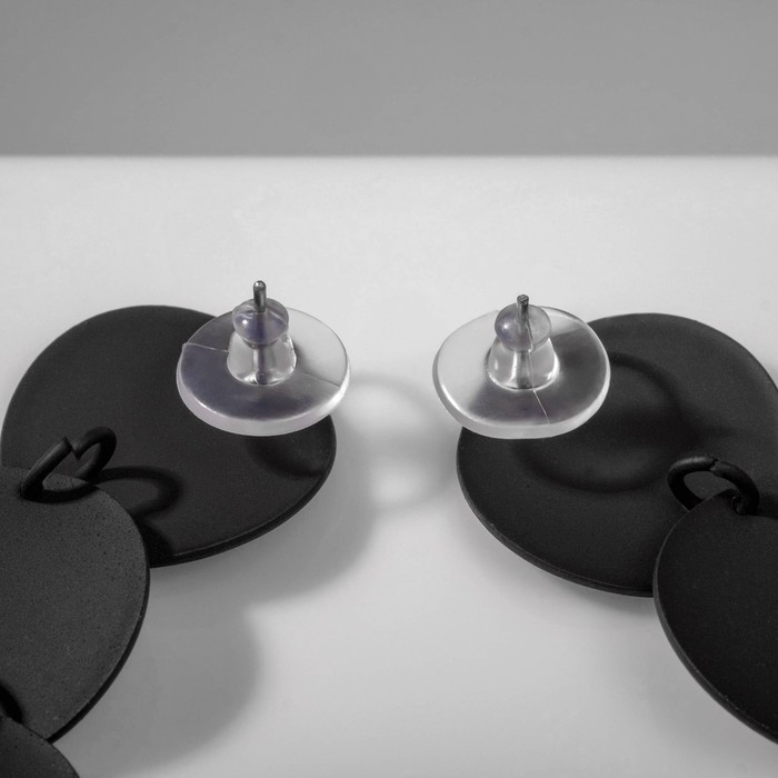 Серьги металл &laquo;Азелия&raquo; круги, трио, цвет чёрный