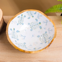 Салатник "Черепаха и цветы" дерево манго 23х23х10,5 см