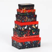 Набор коробок подарочных 15 в 1 &laquo;Европейский&raquo;, 12 х 7 х 4 см - 46,6 х 35,2 х 17.5 см, Новый год